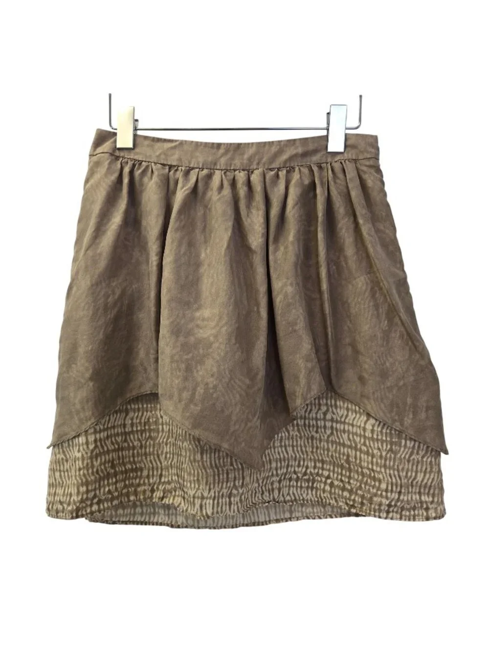 Banana Republic 100% Silk Layered Graphic Print Mini Skirt Size 2
